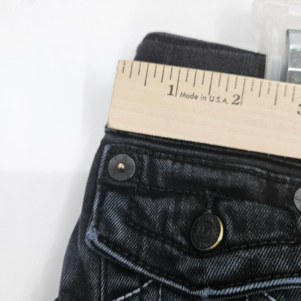 True Religion Jeans Mens 30 Ricky‎ Black Denim Flap Pockets Relaxed Straight